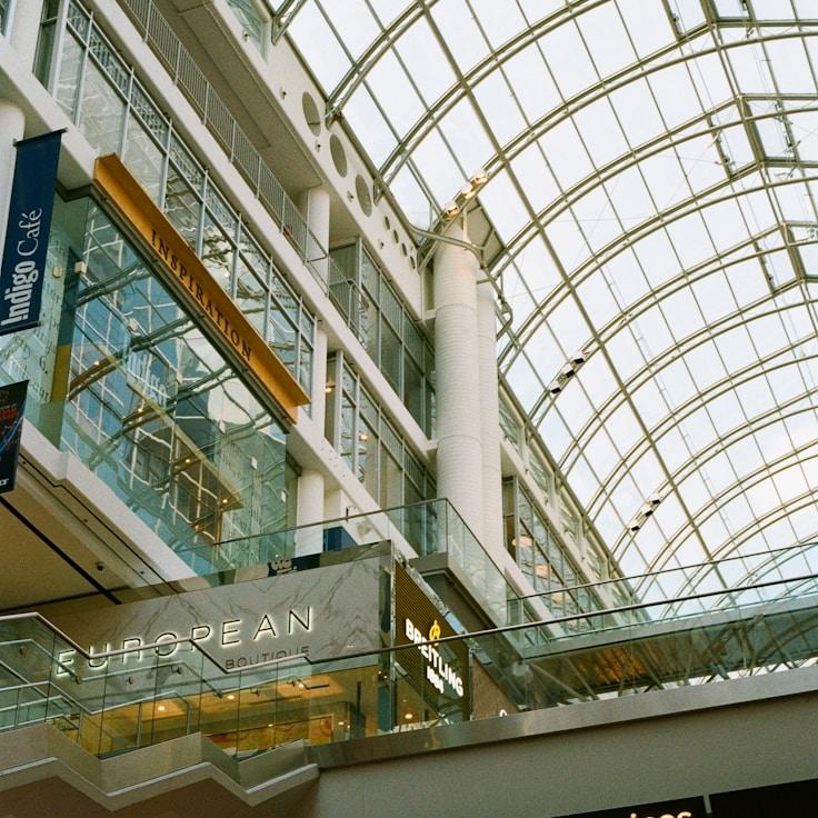 Shopping mall with wide corridors suitable for strollers